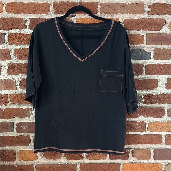 Tops - Black V-Neck Women's Top